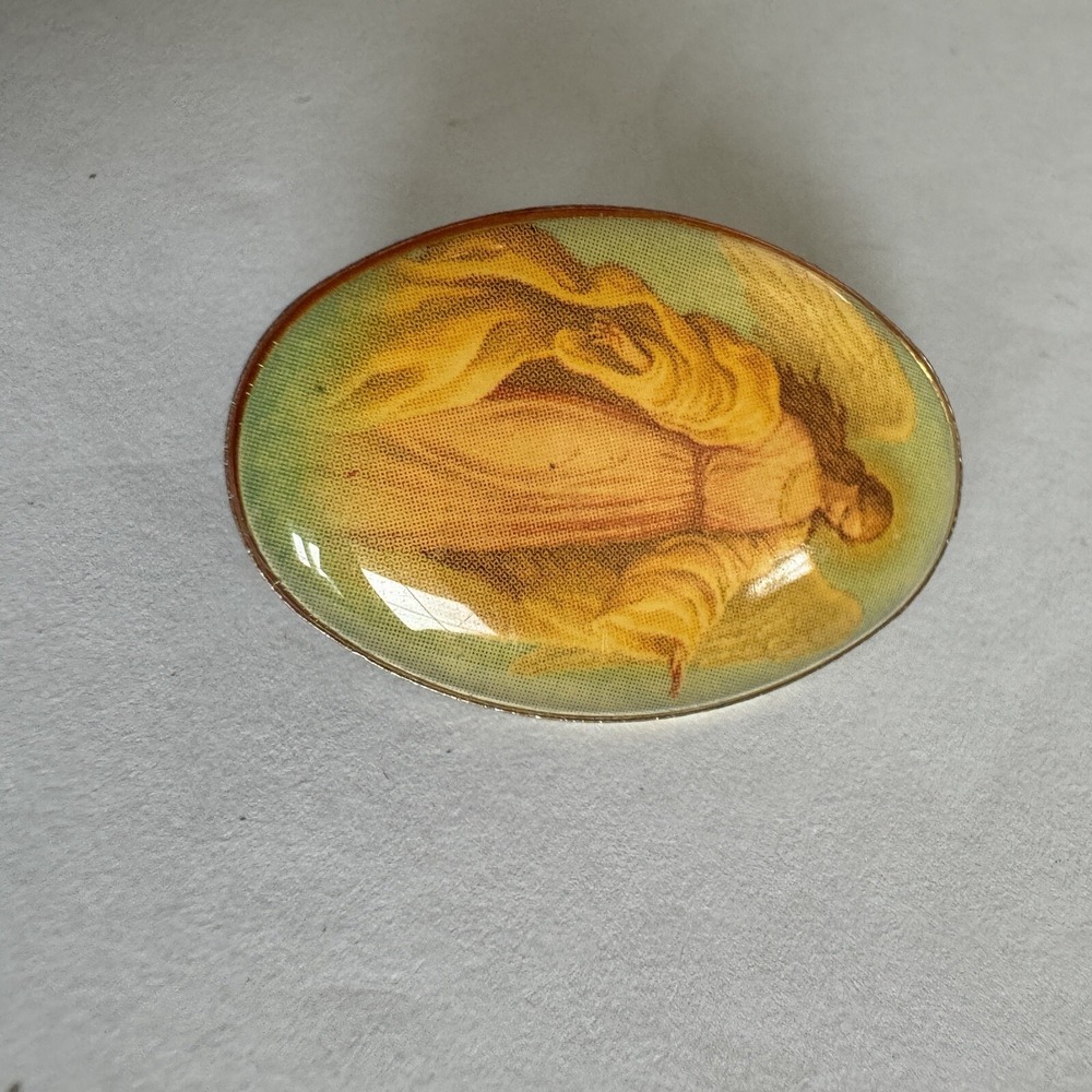Vintage Guardian Angel Gold Tone Plated Gripoix Oval Brooch Lapel Pin Lot‎ Of 2 - Picture 6 of 6